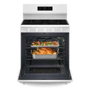 Whirlpool® 30-inch Gas Range with Air Fry and Air Baking, Self Cleaning, Rapid Preheat 5.0 CuFt Capacity WFGS5030RW