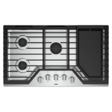 Whirlpool® 36-inch Gas Cooktop with Griddle WCG97US6HS