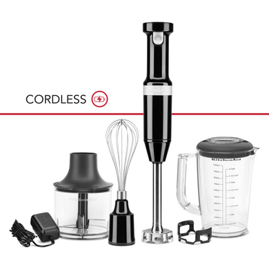 Kitchenaid® Cordless Variable Speed Hand Blender with Chopper and Whisk Attachment KHBBV83OB