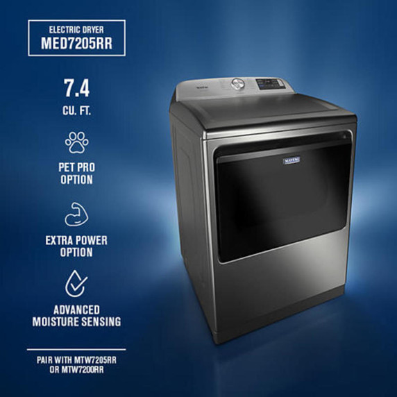 Maytag® 7.4 Cu. Ft. Pet Pro Top Load Electric Dryer with Extra Power and Sanitize Cycle YMED7205RR