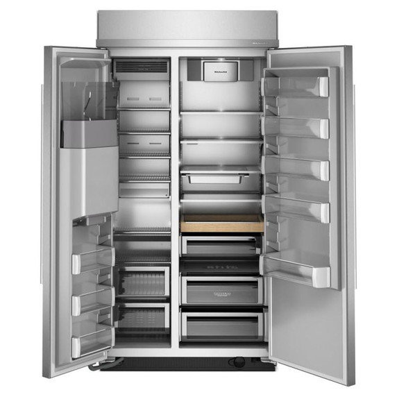 Kitchenaid® 25.1 Cu. Ft. 42" Built-In Side-by-Side Refrigerator features Exterior Water and Ice Dispenser with Measured Fill KBSD742SPS
