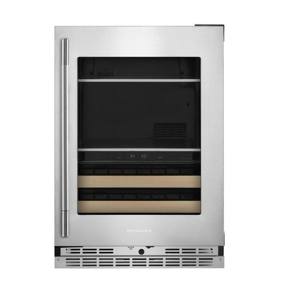 Kitchenaid® 24" Beverage Center with Glass Door and Wood-Front Racks KUBR524SPS