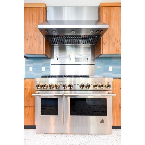 Jennair® 48" RISE™ Dual-Fuel Professional-Style Range with Chrome-Infused Griddle JDRP548HL