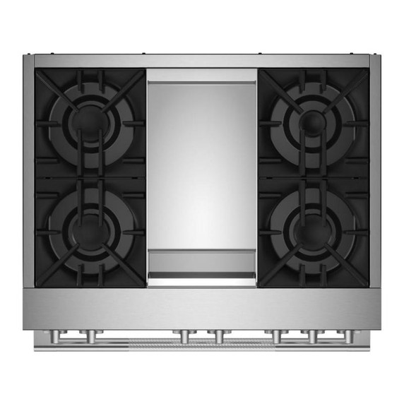 Jennair® 36" RISE™ Dual-Fuel Professional-Style Range with Chrome-Infused Griddle JDRP536HL
