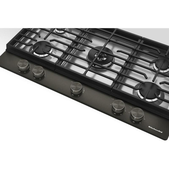 Kitchenaid® Gas-on-Metal Cooktop with an Integrated Wok Grate and CookShield™ Finish KCGK736SBE