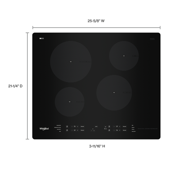 Whirlpool® 24-Inch Small Space Induction Cooktop WCI55US4JB