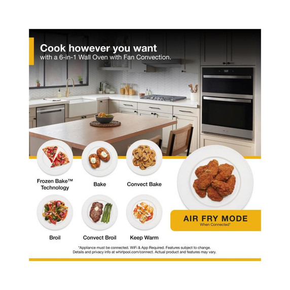 Whirlpool® 5.7 Total Cu. Ft. Combo Wall Oven with Air Fry When Connected WOEC5027LZ Whirlpool® 5.7 Total Cu. Ft. Combo Wall Oven with Air Fry When Connected WOEC5027LZ