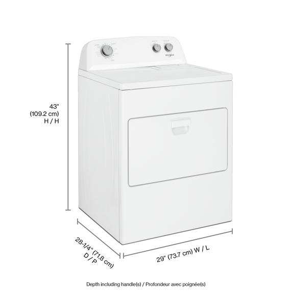 Whirlpool® 7.0 cu. ft. Top Load Electric Dryer with AutoDry™ Drying System YWED4850HW