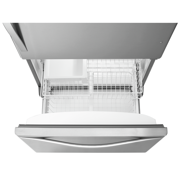 Whirlpool® 33-inches wide Bottom-Freezer Refrigerator with SpillGuard™ Glass Shelves - 22 cu. ft WRB322DMBM