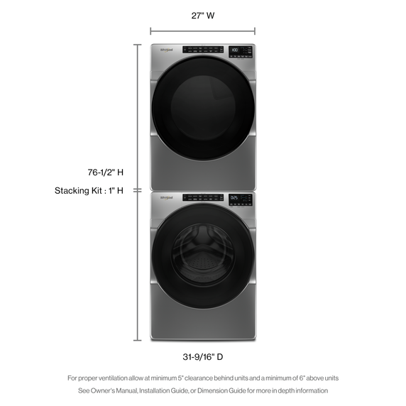 Whirlpool® 5.0 cu. ft. Closet-Depth Front Load Washer with Intuitive Controls WFW560CHW