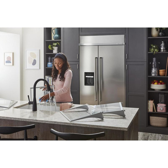 Kitchenaid® 29.4 Cu. Ft. 48" Built-In Side-by-Side Refrigerator with Ice and Water Dispenser KBSD708MPS