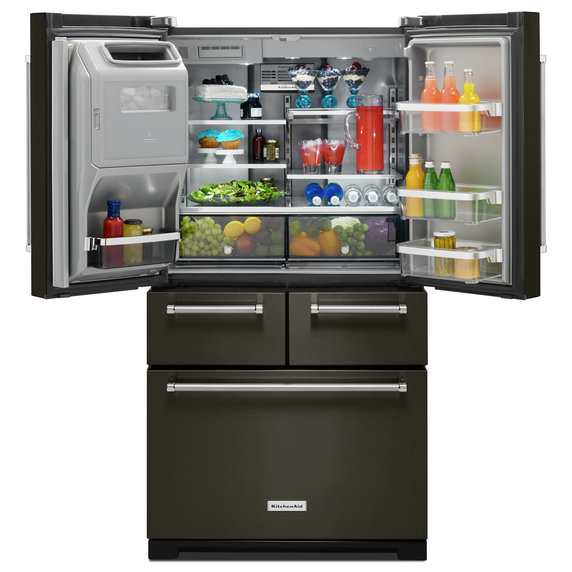 Kitchenaid® 25.8 Cu. Ft. 36 Multi-Door Freestanding Refrigerator with Platinum Interior Design and PrintShield™ Finish KRMF706EBS