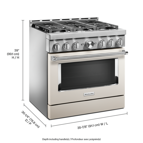 KitchenAid® 36'' Smart Commercial-Style Gas Range with 6 Burners KFGC506JMH