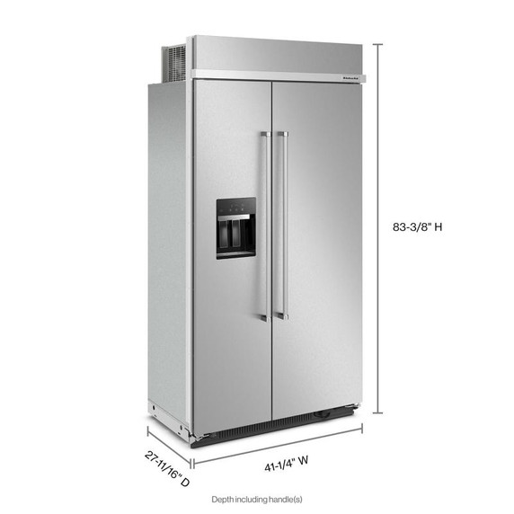 Kitchenaid® 25.1 Cu. Ft. 42" Built-In Side-by-Side Refrigerator with Ice and Water Dispenser KBSD702MSS
