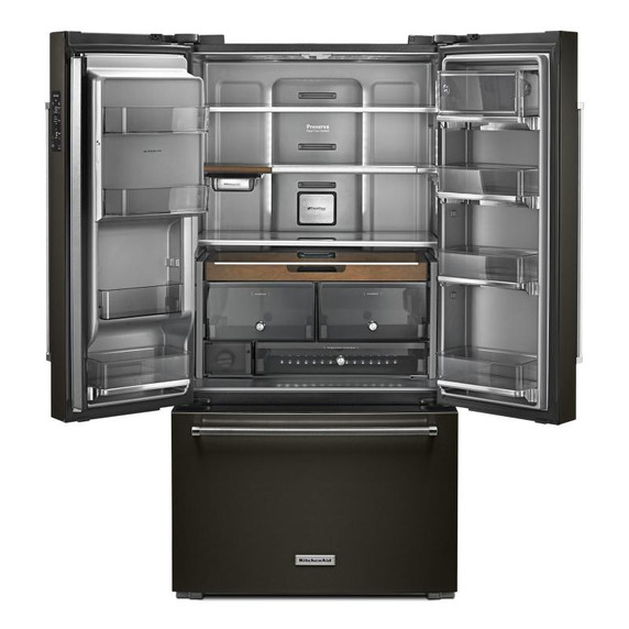 Kitchenaid® 23.8 cu. ft. 36" Counter-Depth French Door Platinum Interior Refrigerator with PrintShield™ Finish KRFC704FBS