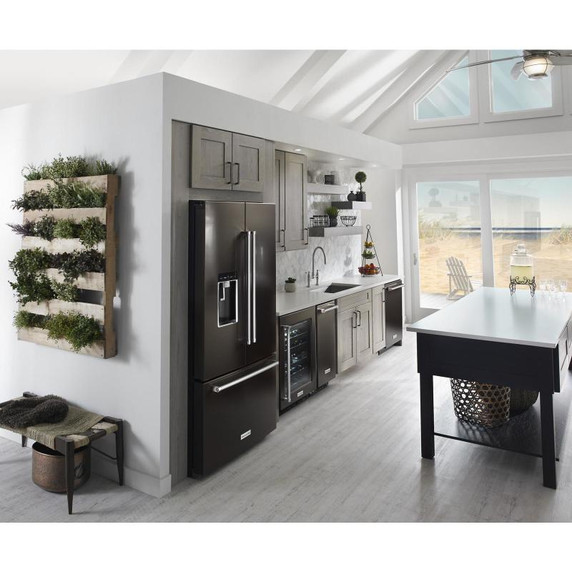 Kitchenaid® 23.8 cu. ft. 36" Counter-Depth French Door Platinum Interior Refrigerator with PrintShield™ Finish KRFC704FBS