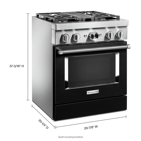 KitchenAid® 30'' Smart Commercial-Style Dual Fuel Range with 4 Burners KFDC500JBK