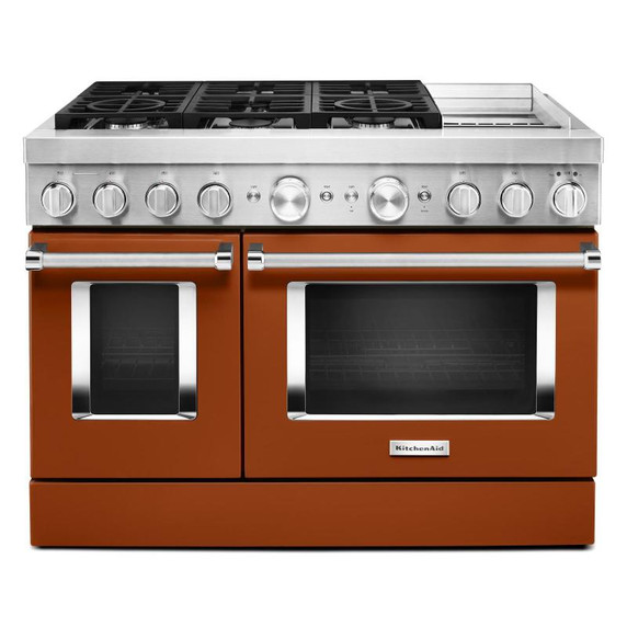 KitchenAid® 48'' Smart Commercial-Style Dual Fuel Range with Griddle KFDC558JSC