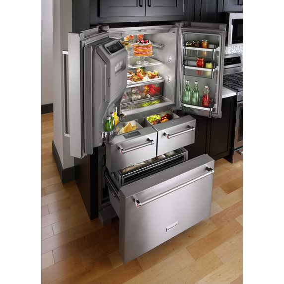 Kitchenaid® 25.8 Cu. Ft. 36 Multi-Door Freestanding Refrigerator with Platinum Interior Design KRMF706ESS