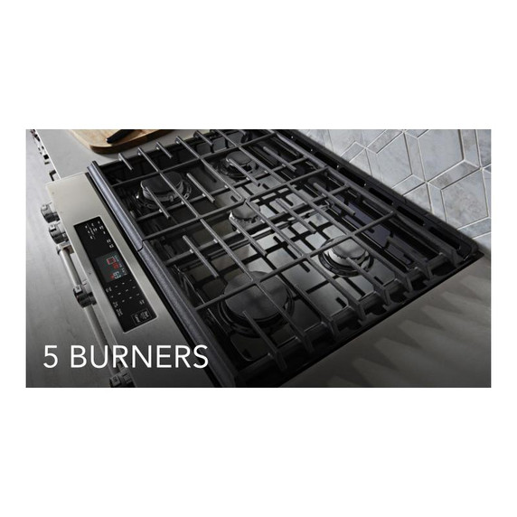 Kitchenaid® 30-Inch 5-Burner Gas Convection Front Control Range KSGG700ESS