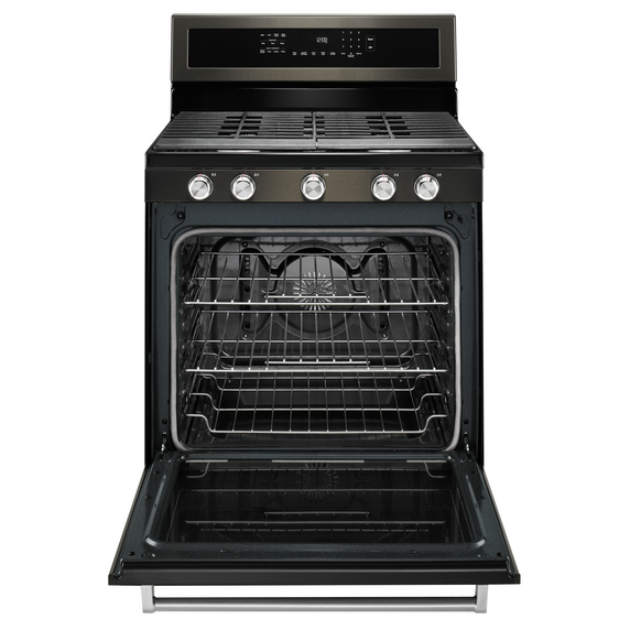 Kitchenaid® 30-Inch 5-Burner Gas Convection Range KFGG500EBS