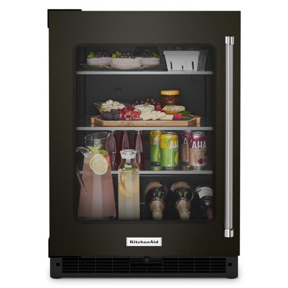 Kitchenaid® 24" Undercounter Refrigerator with Glass Door and Shelves with Metallic Accentsand with PrintShield™ Finish KURL314KBS