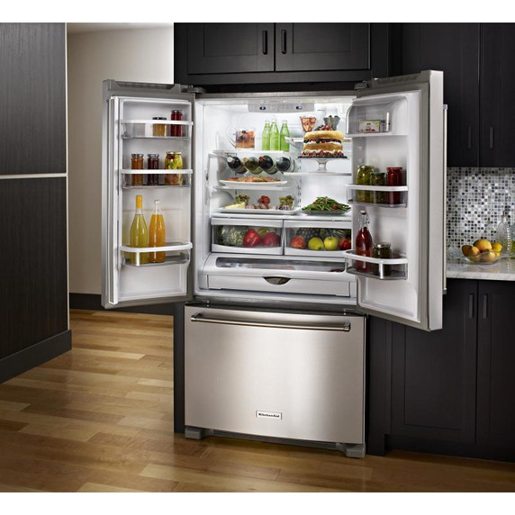 Kitchenaid® 25 cu.ft. 36-Width Standard Depth French Door Refrigerator with Interior Dispense KRFF305ESS