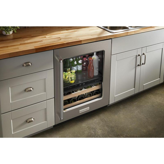 Kitchenaid® 24" Beverage Center with Glass Door and Wood-Front Racks KUBR214KSB