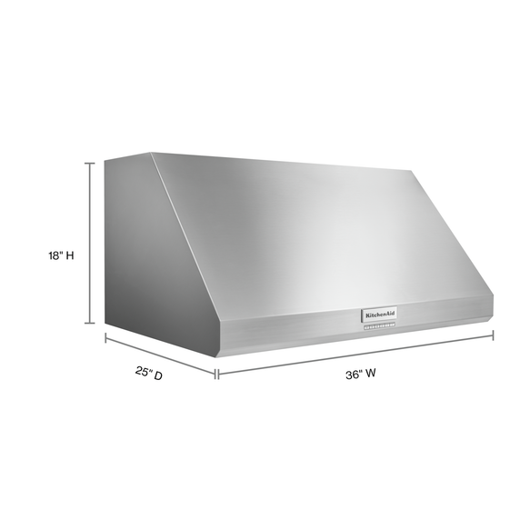 Kitchenaid® 36 585 or 1170 CFM Motor Class Commercial-Style Wall-Mount Canopy Range Hood KVWC906KSS