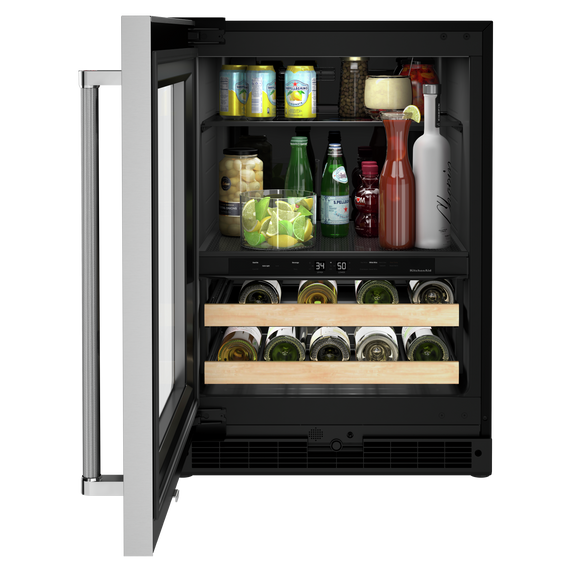 Kitchenaid® 24 Beverage Center with Glass Door and Wood-Front Racks KUBL214KSB