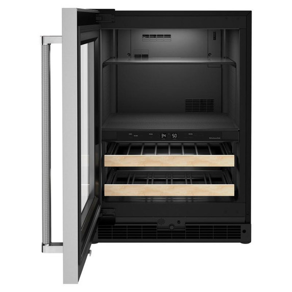 Kitchenaid® 24" Beverage Center with Glass Door and Wood-Front Racks KUBL214KSB