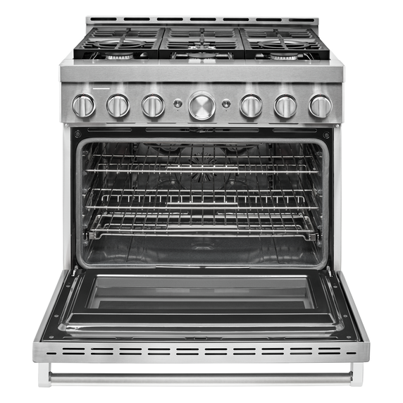 KitchenAid® 36'' Smart Commercial-Style Gas Range with 6 Burners KFGC506JSS