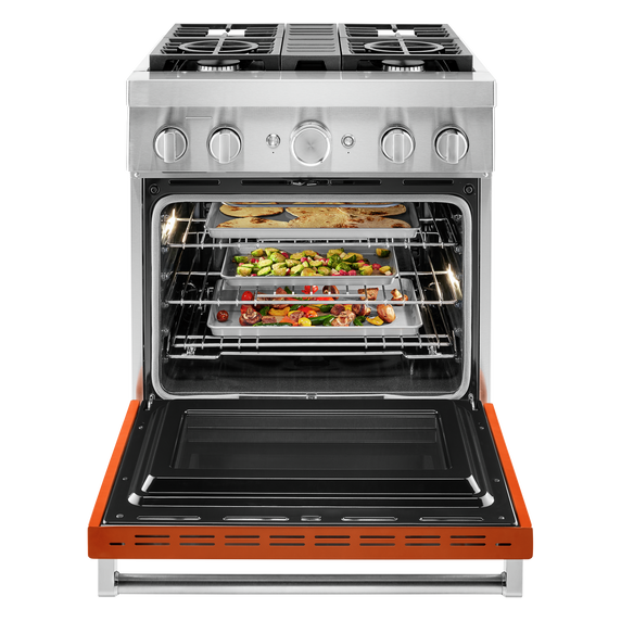 KitchenAid® 30'' Smart Commercial-Style Dual Fuel Range with 4 Burners KFDC500JSC