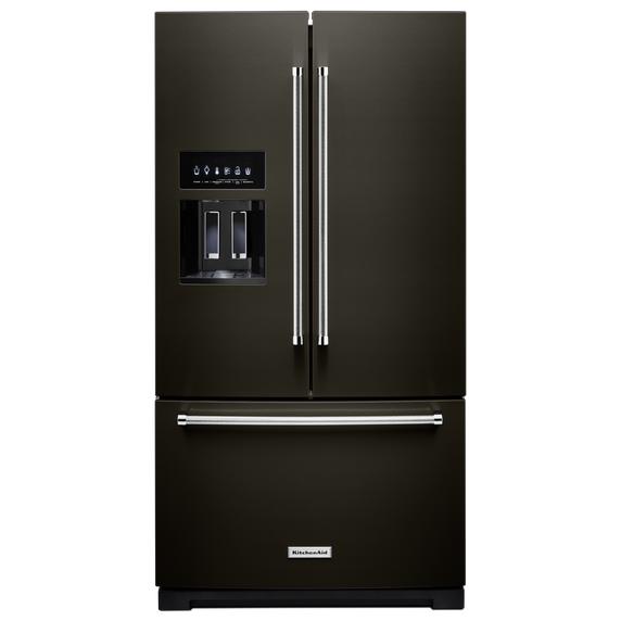 Kitchenaid® 26.8 Cu. Ft. Standard-Depth French Door Refrigerator with Exterior Ice and Water Dispenser KRFF577KBS