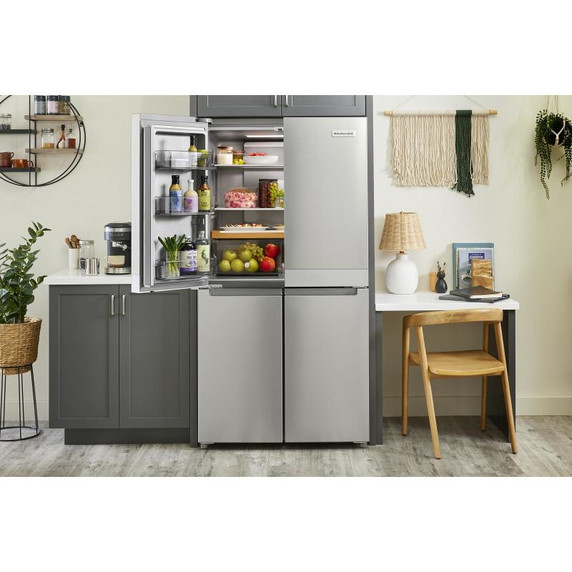 Kitchenaid® 19.4 cu. ft. 36-inch wide Counter-Depth 4-Door Refrigerator with PrintShield™ Finish KRQC506MPS