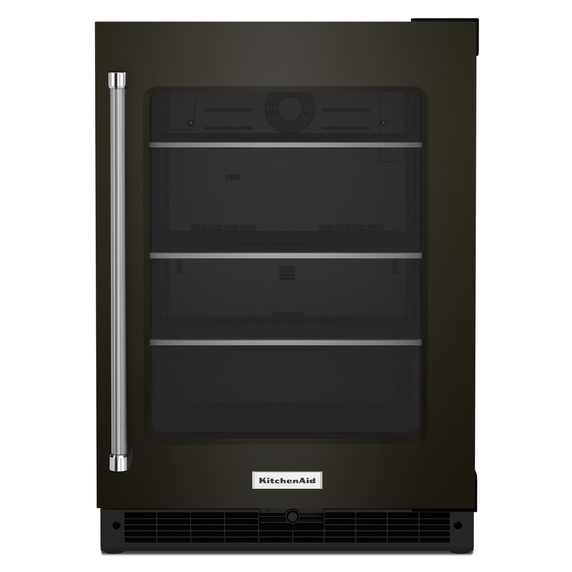 Kitchenaid® 24 Undercounter Refrigerator with Glass Door and Shelves with Metallic Accents and PrintShield™ Finish KURR314KBS