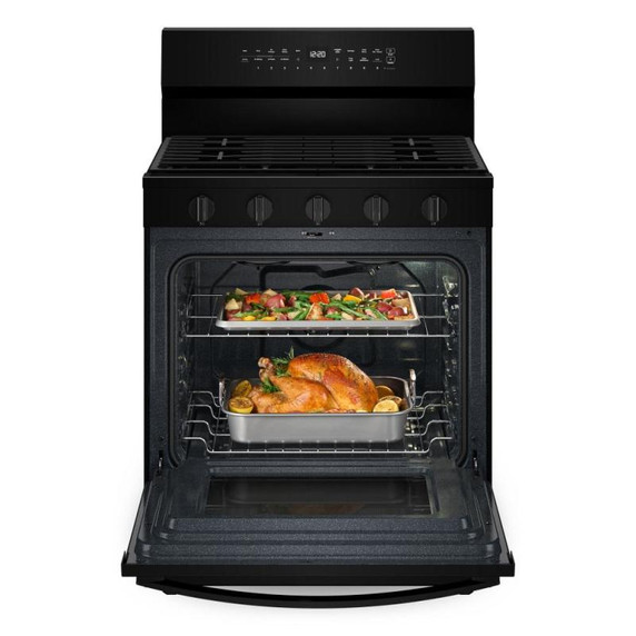 Whirlpool® 30-inch Smart Gas Range with Air Cooking Technology, Steam/Self Cleaning, Rapid Preheat 5.3 CuFt Capacity WFGS7530RB