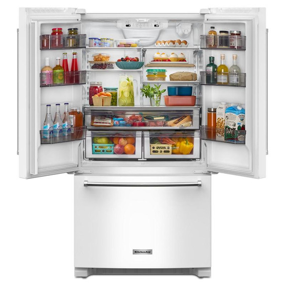 Kitchenaid® 20 cu. ft. 36-Inch Width Counter-Depth French Door Refrigerator with Interior Dispense KRFC136RWH
