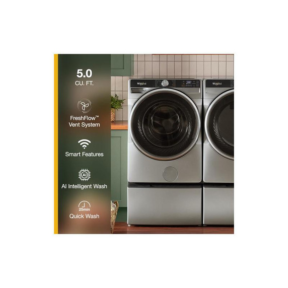 Whirlpool® 5.8 cu. ft. Smart Front Load ENERGY STAR® Certified Washer with FreshFlow™ Vent System and AI Intelligent Wash WFW6720RR Whirlpool® 5.8 cu. ft. Smart Front Load ENERGY STAR® Certified Washer with FreshFlow™ Vent System and AI Intelligent Wash WFW6720RR