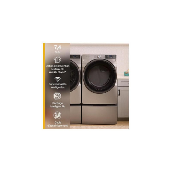 Whirlpool® 7.4 cu. ft. Smart Front Load ENERGY STAR® Electric Dryer with Wrinkle Shield™ Option YWED5720RR