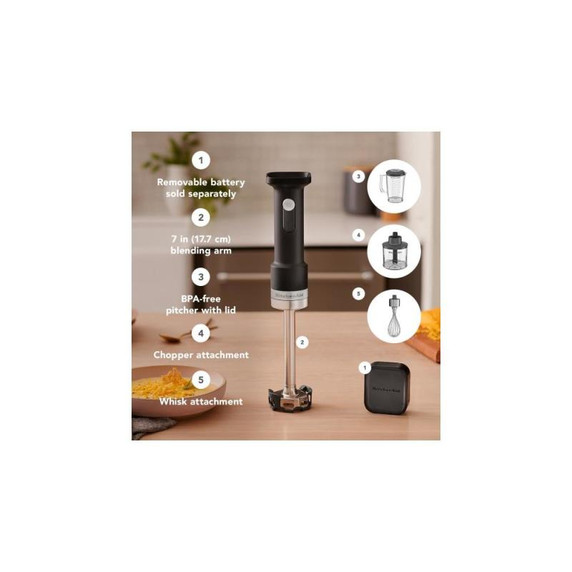 KitchenAid Go™ Cordless Hand Blender with Accessories - battery sold separately KHBRV05BM