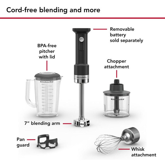 KitchenAid Go™ Cordless Hand Blender with Accessories - battery sold separately KHBRV05BM
