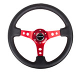 NRG INNOVATION Steering Wheel 350mm 3in Dish Blk Leather/Red Ctr NRGRST-006RD