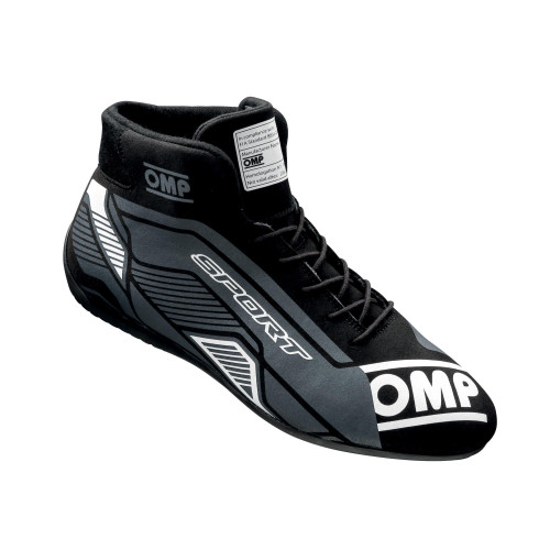 OMP RACING, INC. OMP SPORT SHOES FIA 8856 -2018 BLACK / WHITE SZ. OMPIC0-0829-A01-076-45