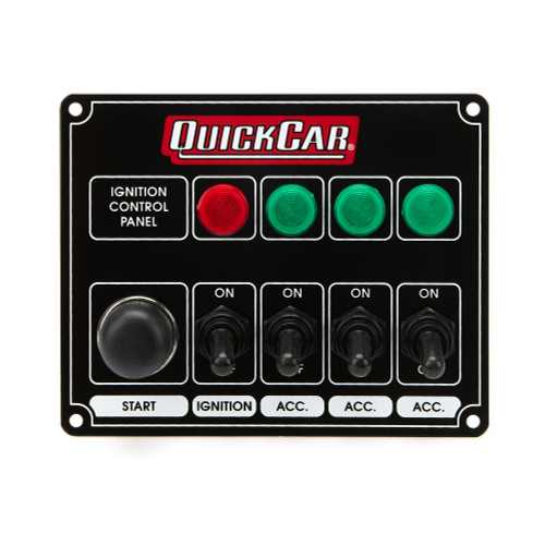 QUICKCAR RACING PRODUCTS Ignition Panel Black w/ 3 Acc. & Lights QRP50-826
