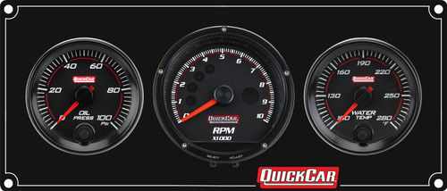 QUICKCAR RACING PRODUCTS Redline 2-1 Gauge Panel OP/WT w/Recall Tach QRP69-2031