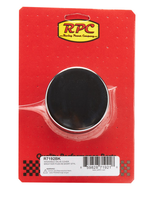 RACING POWER CO-PACKAGED Valve Cover Breather Push In Short Black Each RPCR7192BK