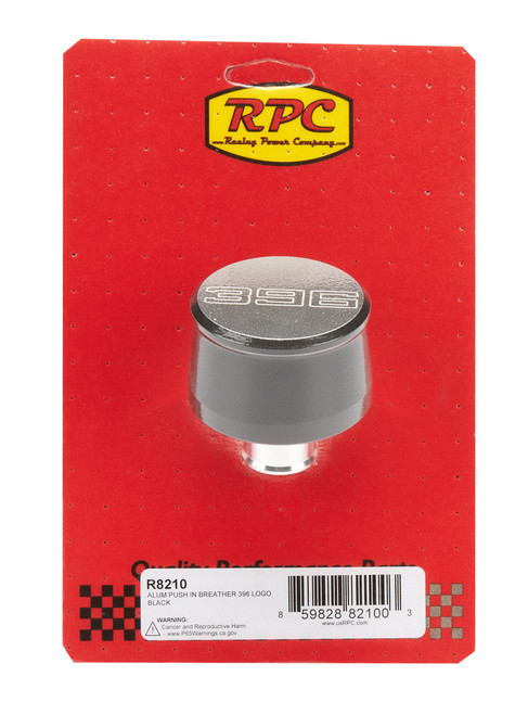 RACING POWER CO-PACKAGED Valve Cover Breather 396 Logo Black Each RPCR8210
