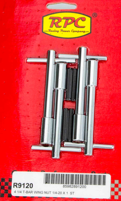 RACING POWER CO-PACKAGED 4-1/4in Chrome Wing Nuts 1 1/4in-20  4pk RPCR9120