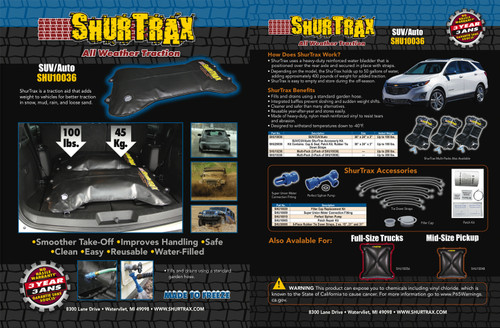 SHURTRAX SUV/Auto Sell Sheet  SHU101